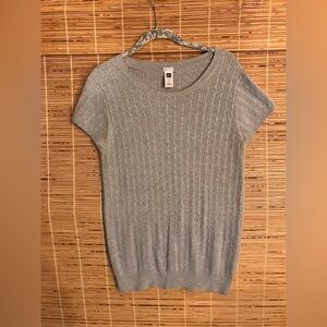 Vintage Gap Ribbed Short Sleeve Gray Sweater Size XL